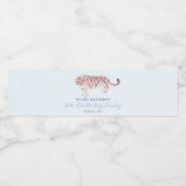 Simple Tiger Birthday Boy Light Blue Wasserflaschenetikett (Einzelnes Label)