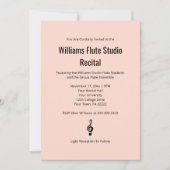 Simple Treble Clef Flute Pink Music Erwägung Einladung (Vorderseite)