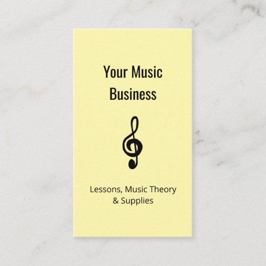Simple Treble Clef Music Lessons QR-Code Gelb Visitenkarte (Vorderseite)
