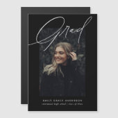 Simple Trendy Calligraphy Drei Foto Abschluss Magneteinladung (Vorne/Hinten)