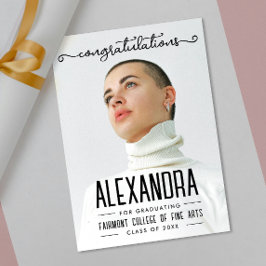 Simple Trendy Congratultions Graduate Script Photo Karte