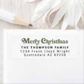 Simple Trendy Retro Green Weihnachts-Rücksendeadre (Insitu)