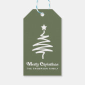 Simple Trendy Retro Green Weihnachts-Rücksendeadre Geschenkanhänger (Rückseite)