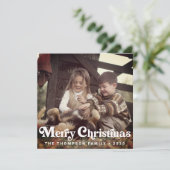 Simple Trendy Retro Typografy Foto Weihnachten (Stehend Vorderseite)