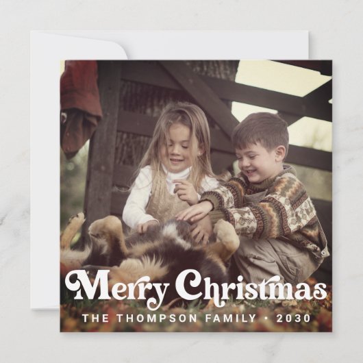 Simple Trendy Retro Typografy Foto Weihnachten (Vorderseite)
