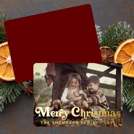 Simple Trendy Retro Typografy Foto Weihnachten Folien Feiertagskarte