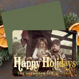Simple Trendy Retro Typografy Foto Weihnachten Folien Feiertagskarte