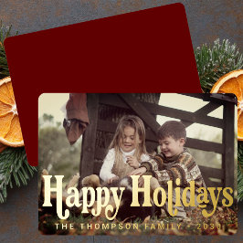 Simple Trendy Retro Typografy Foto Weihnachten Folien Feiertagskarte