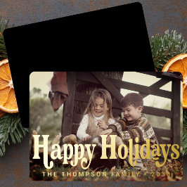 Simple Trendy Retro Typografy Foto Weihnachten Folien Feiertagskarte