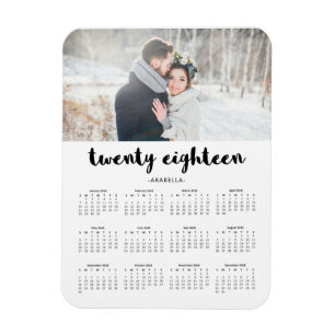 Simple Trendy Typografy 2018 Foto Calendar Magnet