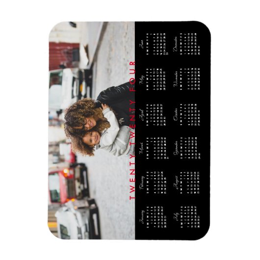 Simple Trendy Typography 2024 Photo Calendar Magnet (Vertikal)