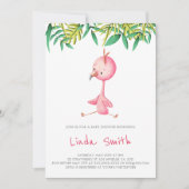 Simple Tropical Flamingo Girl Baby Dusche Einladung (Vorderseite)