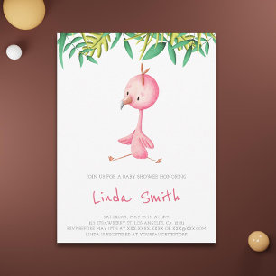 Simple Tropical Flamingo Girl Baby Dusche Einladung