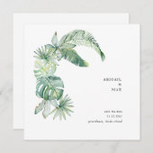 Simple Tropical Foliage Save the Date Square (Vorne/Hinten)
