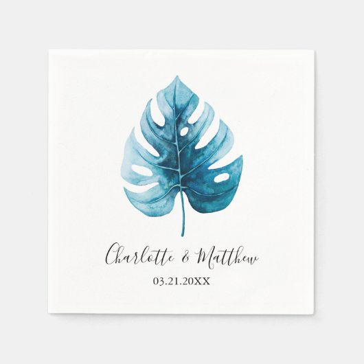 Simple Tropical Monstera Leaf Wedding Serviette (Vorderseite)