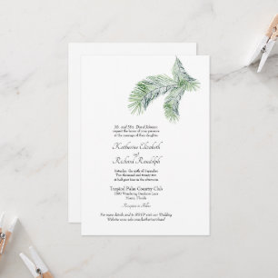 Simple Tropical Palm One Place Wedding Website Inv Einladung