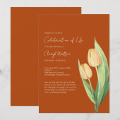 Simple Tulip Celebration of Life Funeral Einladung (Vorne/Hinten)