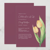 Simple Tulip Celebration of Life Funeral Einladung (Vorne/Hinten)