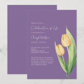 Simple Tulip Celebration of Life Funeral Einladung (Vorne/Hinten)