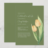 Simple Tulip Celebration of Life Funeral Einladung (Vorne/Hinten)