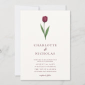 Simple Tulip Ivory Minimal Photo Wedding Einladung (Vorderseite)
