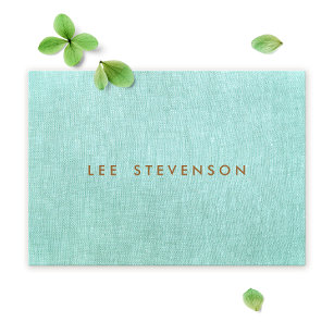 Simple, Turquoise Blue, Linen Look, Minimalist Visitenkarte