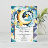 Simple Twinkle Star Celestial Baby Dusche Einladung (Stehend Vorderseite)