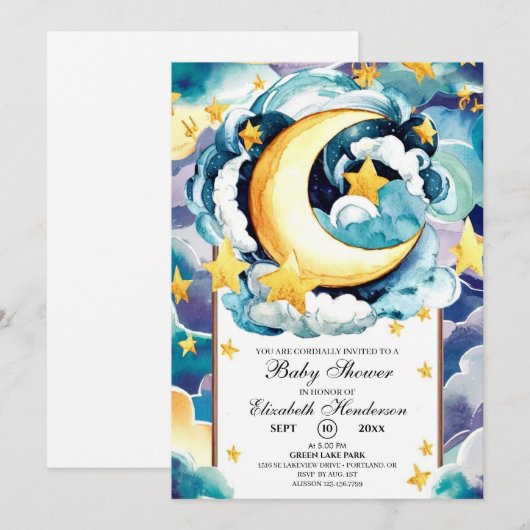 Simple Twinkle Star Celestial Baby Dusche Einladung (Vorne/Hinten)