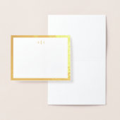 Simple Two Monogram Gold Border Folienkarte (Anzeige)