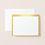 Simple Two Monogram Gold Border Folienkarte (Vorderseite mit Umschlag)
