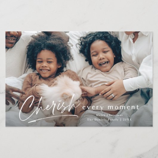 Simple Type Cherish Script Foto Weihnachtskarte (Vorderseite)