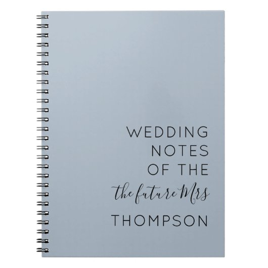Simple Typografy Future Mrs Dusty Blue Wedding Notizblock (Vorderseite)