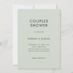 Simple Typografy Sage Green Couple Shower Bridal Einladung