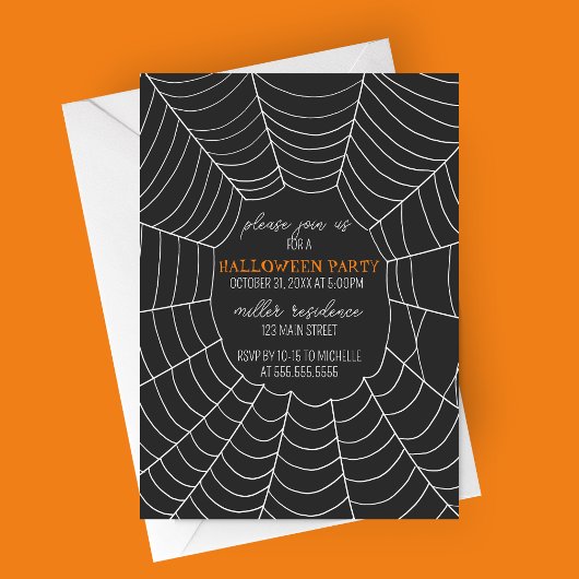 Simple Typografy Spiderweb Halloween-Party Einladung
