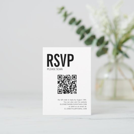 Simple Typografy Wedding Website QR Code UAWG Begleitkarte (Stehend Vorderseite)