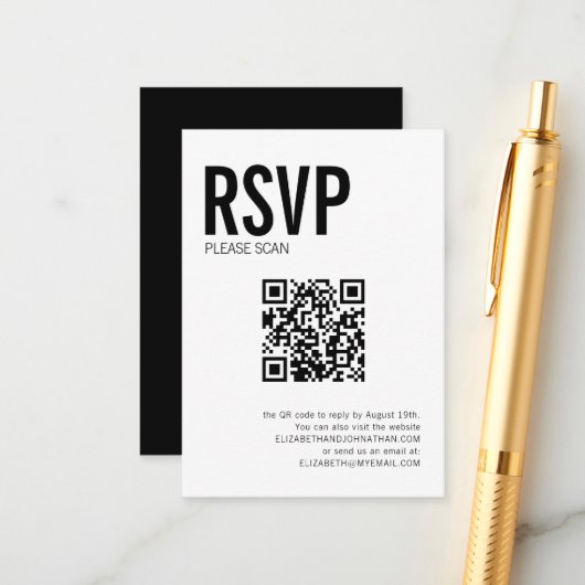 Simple Typografy Wedding Website QR Code UAWG Begleitkarte (Vorderseite/Rückseite Beispiel)
