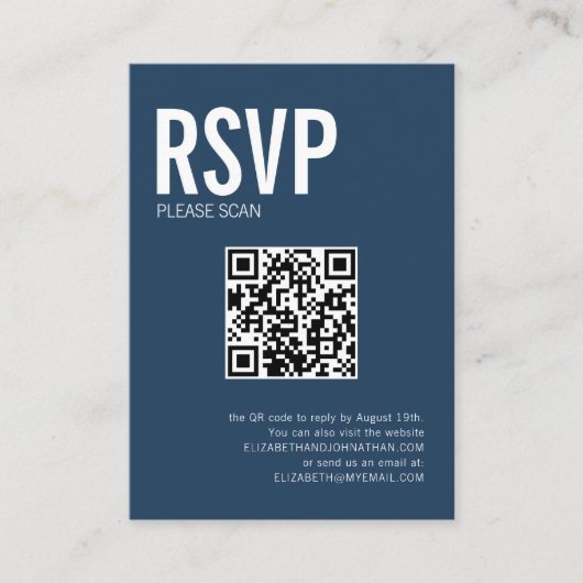 Simple Typografy Wedding Website QR Code UAWG Begleitkarte (Vorderseite)