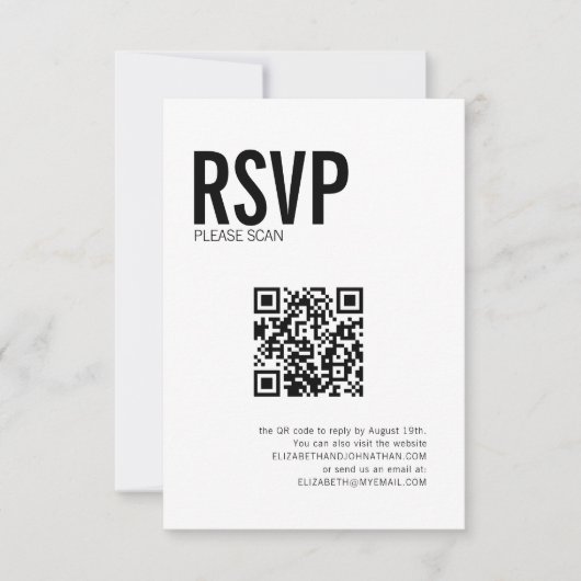 Simple Typografy Wedding Website QR Code UAWG RSVP Karte (Vorderseite)