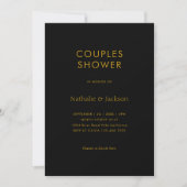 Simple Typography Black Gold Couple Shower Bridal Einladung (Vorderseite)