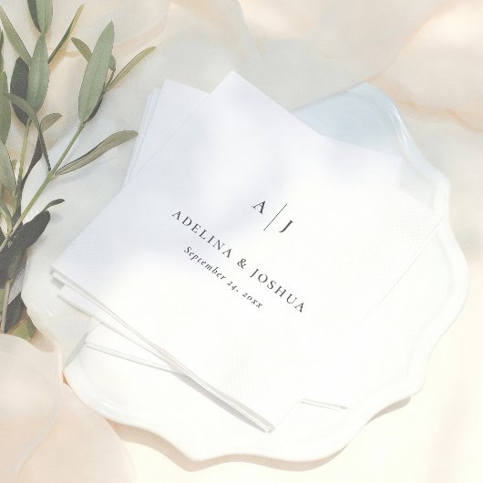 Simple Typography Minimalist Monogram Wedding Serviette