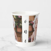 Simple Typography Photo First Birthday Pappbecher (Links)