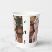 Simple Typography Photo First Birthday Pappbecher (Rechts)