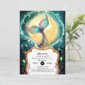 Simple Underwater Mermaid Birthday Einladung (Stehend Vorderseite)