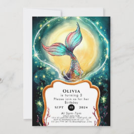 Simple Underwater Mermaid Birthday Einladung