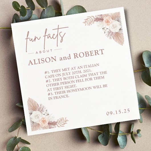 Simple Unique Trendy Fun Facts Wedding Serviette