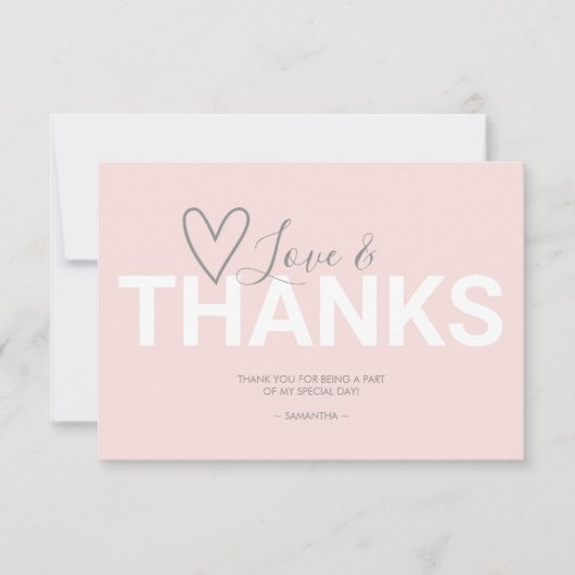 Simple Valentine Themed Pink Script Vielen Dank Dankeskarte (Vorderseite)