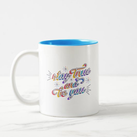 Simple Vibrant Sparkles Stay True and Be You Zweifarbige Tasse (Links)