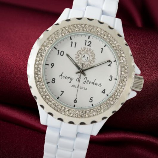 Simple Vintage Monogram Couple Names Armbanduhr