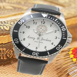 Simple Vintage Monogram Couple Names Armbanduhr