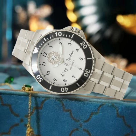 Simple Vintage Monogram Couple Names Armbanduhr